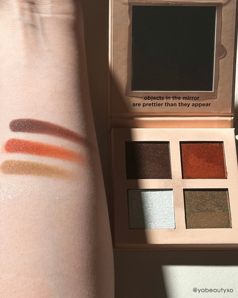 EspressOh Sweet and Sour Eyeshadow Palette review featuring color swatches finger swiped on a fair skin-toned arm